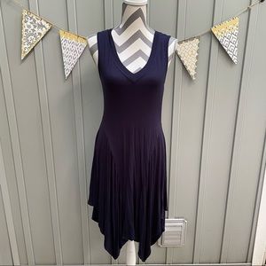 Indigo Rose Sleeveless Handkerchief Hem Jersey Dress Navy Blue